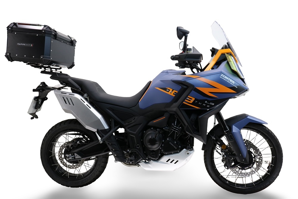 GPR TECH compatível com Zontes 703 F 2025/2026 Top Case Alpi-Tech em alumínio, cor preta com placa específica incluída Capacidade Litros 55