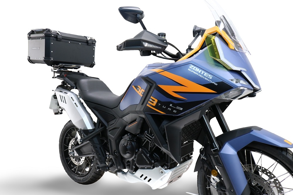 GPR TECH compatível com Zontes 703 F 2025/2026 Top Case Alpi-Tech em alumínio, cor preta com placa específica incluída Capacidade Litros 55