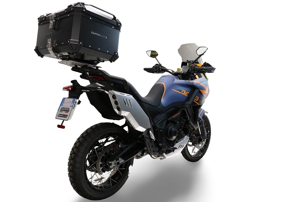GPR TECH compatível com Zontes 703 F 2025/2026 Top Case Alpi-Tech em alumínio, cor preta com placa específica incluída Capacidade Litros 55